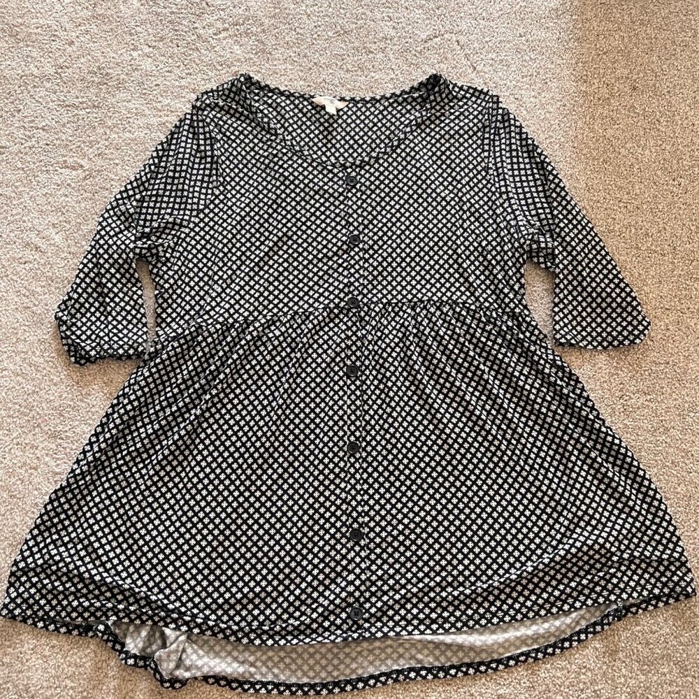 Black and White Flowy Stretchy Mini Dress Top Size 2X - Picture 3 of 6